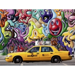 Wall art print and canvas. Setboun, Taxi and mural painting in Soho, New York