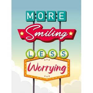 Quadro, stampa su tela. Steven Hill, More smiling less worrying