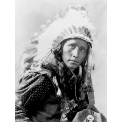 Quadro, stampa su tela. Indiani d'America – Indian wearing White War Bonnet, 1900