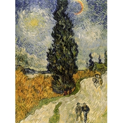Cuadro en canvas. Vincent van Gogh, Carretera con cipreses (detalle)