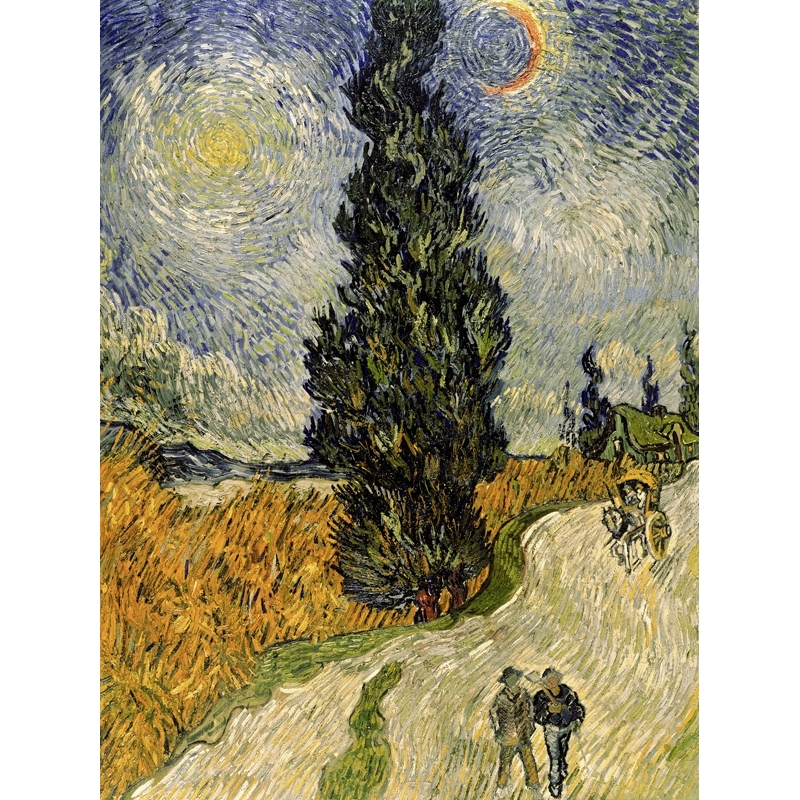Wall art print and canvas. Vincent van Gogh, Road with Cypresses (detail)