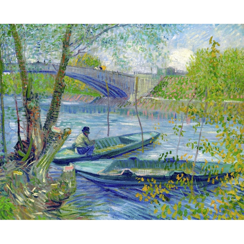Wall art print and canvas. Vincent van Gogh, Fishing in Spring, the Pont de Clichy (Asnires)