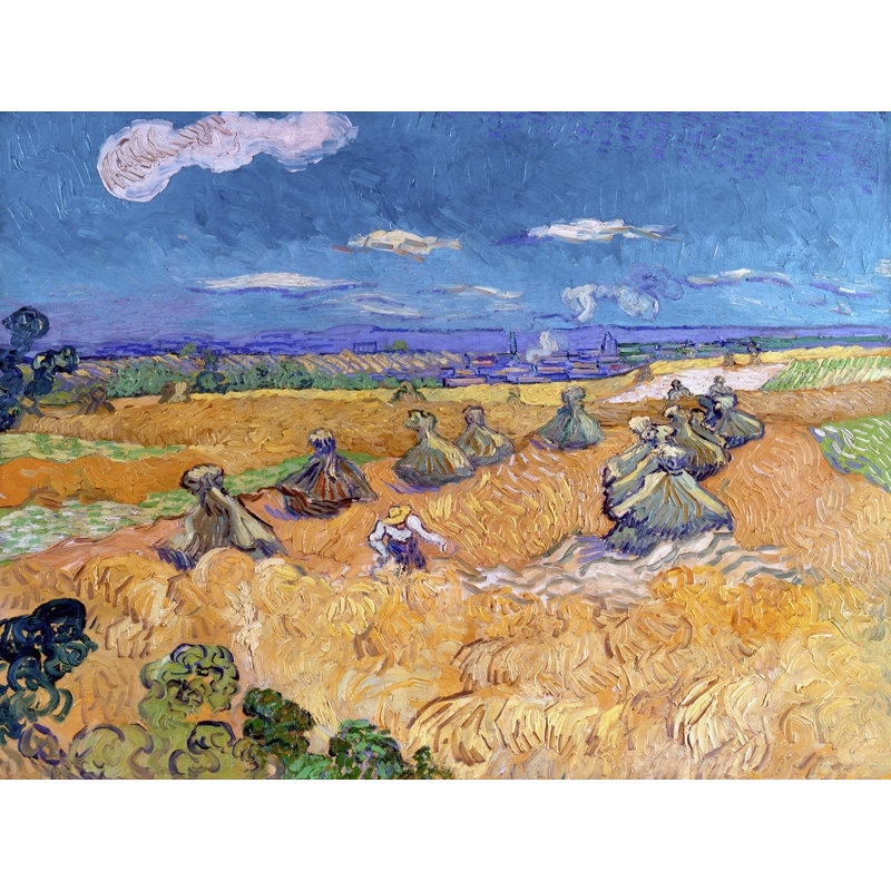 Wall art print and canvas. Vincent van Gogh, Wheat Fields with Reaper, Auvers