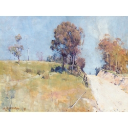 Wall art print and canvas. Arthur Streeton, Sunlight (Cutting on a hot road)