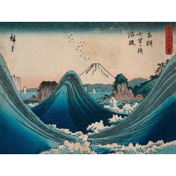 Wall art print and canvas. Ando Hiroshige, Mount Fuji seen through the waves at Manazato no hama
