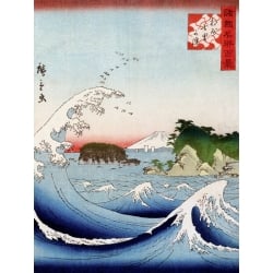 Quadro, stampa su tela. Katsushika Hokusai, Il Monte Fuji dietro il mare in tempesta