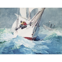 Wall art print and canvas. Winslow Homer, Reefing sails around Diamond Shoals, Cape Hatteras