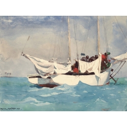 Wall art print and canvas. Winslow Homer, Key West, Hauling Anchor