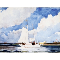 Quadro, stampa su tela. Winslow Homer, Fishing Schooner, Nassau