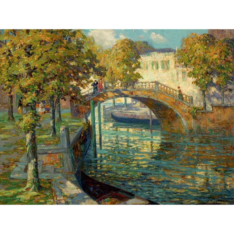Wall art print and canvas. Ossip Leonovitch Linde, Overlooking the canal