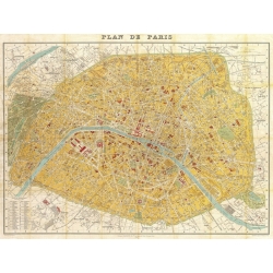 Quadro, stampa su tela. Joannoo, Gilded Map of Paris
