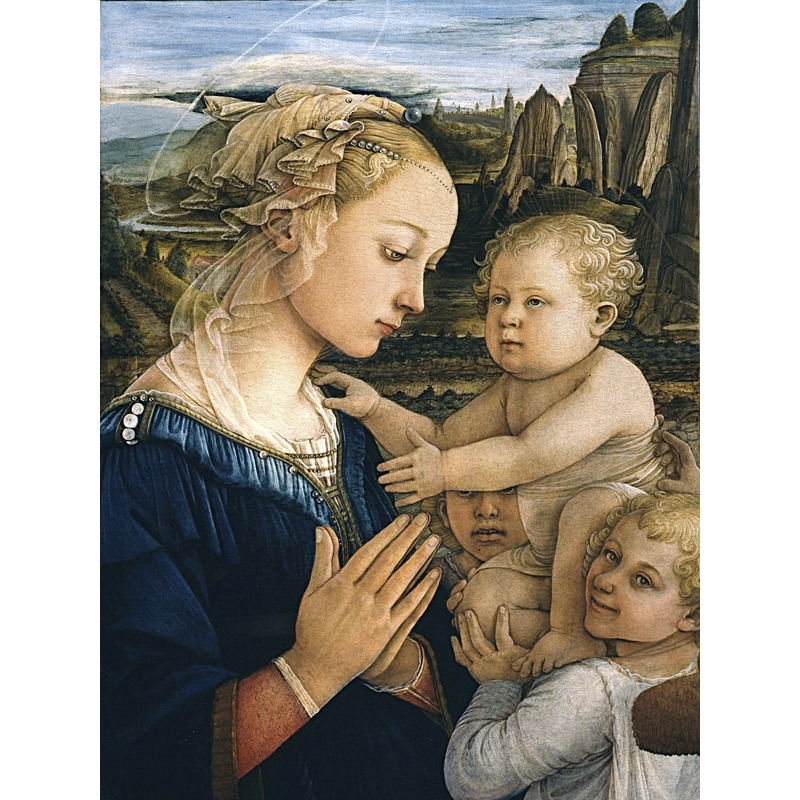 Leinwandbilder. Lippi Filippo, Madonna und Kind mit Engeln (Detail)