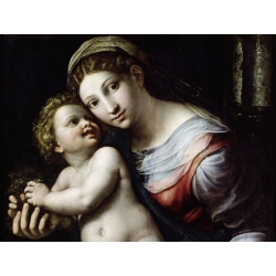 Wall art print and canvas. Giulio Romano, Virgin and Child (detail)