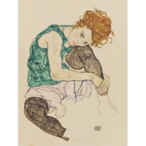 Quadro, stampa su tela. Egon Schiele, Donna seduta con ginocchio piegato