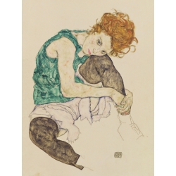 Leinwandbilder. Egon Schiele, Sitzende Frau mit gebeugtem Knie