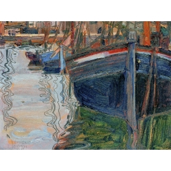 Cuadro en canvas. Egon Schiele, Barcos reflejados en el agua
