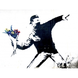 Tableau sur toile. Graffiti attributed to Banksy. Bethlehem, Palestine