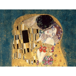 Leinwandbilder. Gustav Klimt, Der Kuss, detail (blue variation)