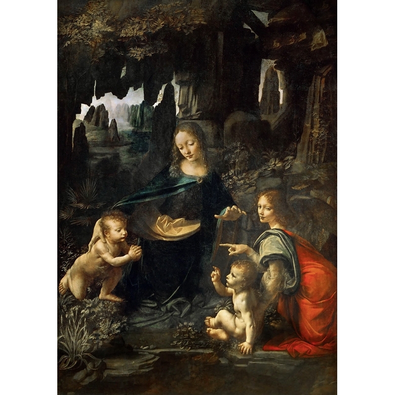 Cuadro famoso en canvas. Leonardo da Vinci, Virgen de Las Rocas