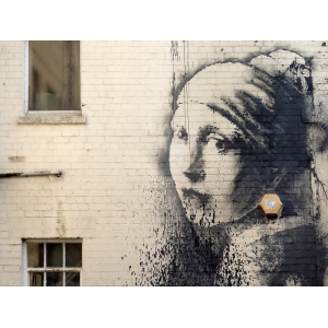 Wall art print and canvas. Anonymous (attributed to Banksy), Hanover Place, Bristol (graffiti)