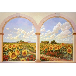 Wall art print and canvas. Andrea Del Missier, Sunflower Road