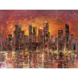 Tableau sur toile. Luigi Florio, Sunset in New York