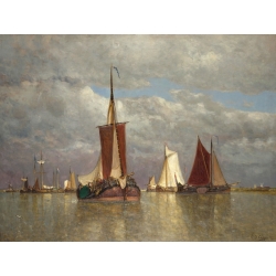 Cuadro en canvas. Clays, Barche a vela al largo vicino a Dordrecht