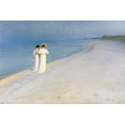 Tableau sur toile. Peder Krøyer, Soirée d'été à Skagen's Beach