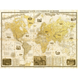 Quadro, stampa su tela. Joannoo, Gilded 1859 Map of the World