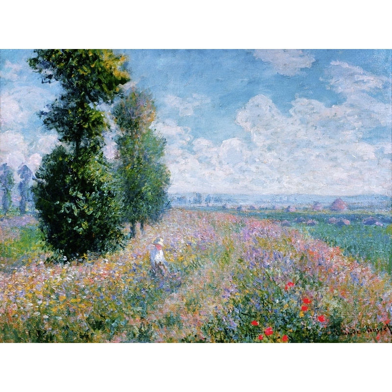 Tableau sur toile. Claude Monet, Prairie aux peupliers (détail)