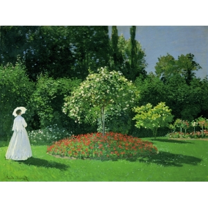 Tableau sur toile. Claude Monet, Jeune femme dans un jardin