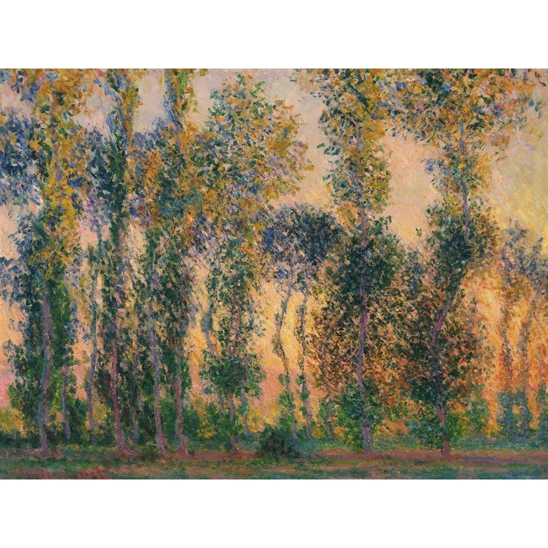 Wall art print and canvas. Claude Monet, Poplars at Giverny, Sunrise