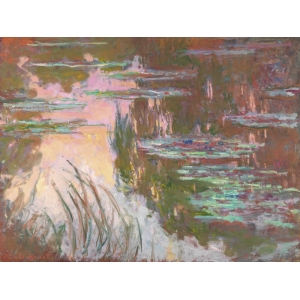 Quadro, stampa su tela. Claude Monet, Ninfee, tramonto
