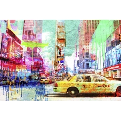 Wall art print and canvas. Eric Chestier, Taxis in Times Square 2.0