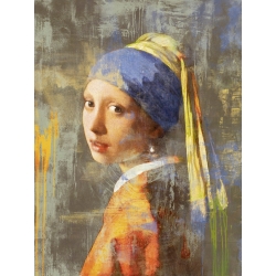 Tableau sur toile. Eric Chestier, La jeune fille à la perle de Vermeer 2.0