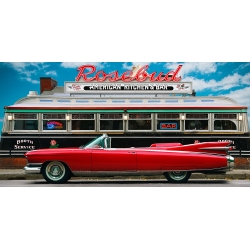 Wall art print and canvas. Gasoline Images, Vintage car and diner