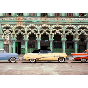 Wall art print and canvas. Gasoline Images, Cars parked, Havana, Cuba