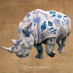 Wall art print and canvas of rhino. Steven Hill, Savannah Tattoo III