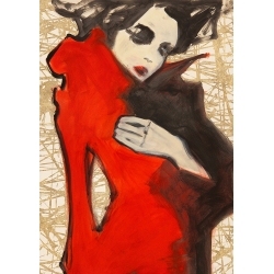 Quadro, stampa su tela, ritratto di donna. Feminine Red (dettaglio)