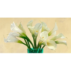 Tableau floral sur toile. Lys calla blancs modernes