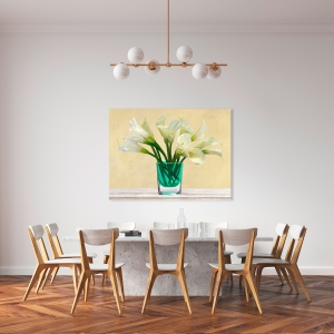Wall art print and canvas. Modern Flowers. White Callas Glass Vase