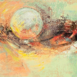 Cuadro abstracto moderno en canvas. Luna de verano (detalle)