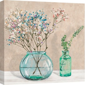 Blumenbilder auf Leinwand. Blumenkomposition mit Glasvasen I