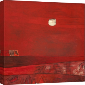 Quadro astratto moderno rosso, stampa su tela. Falso Monocromo