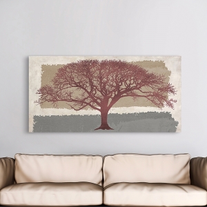 Wall art for living room. Art print and canvas. Burgundy Tree