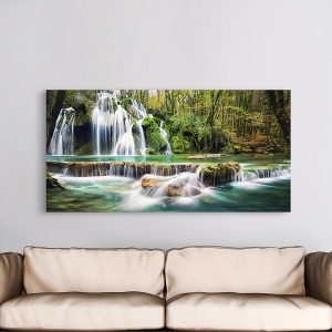 Bilder auf Leinwand. Wasserfall in einem Wald