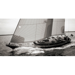 Wall Art Print and Canvas. Sailboat Leaning to the Side (detail, BW)