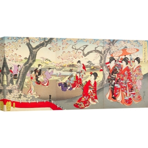 Cuadro japonese en canvas. Chikanobu, A Hanami at the Edo Castle