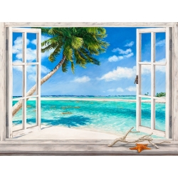 Cuadro ventana en canvas. Dellal Remy, Bahía tropical