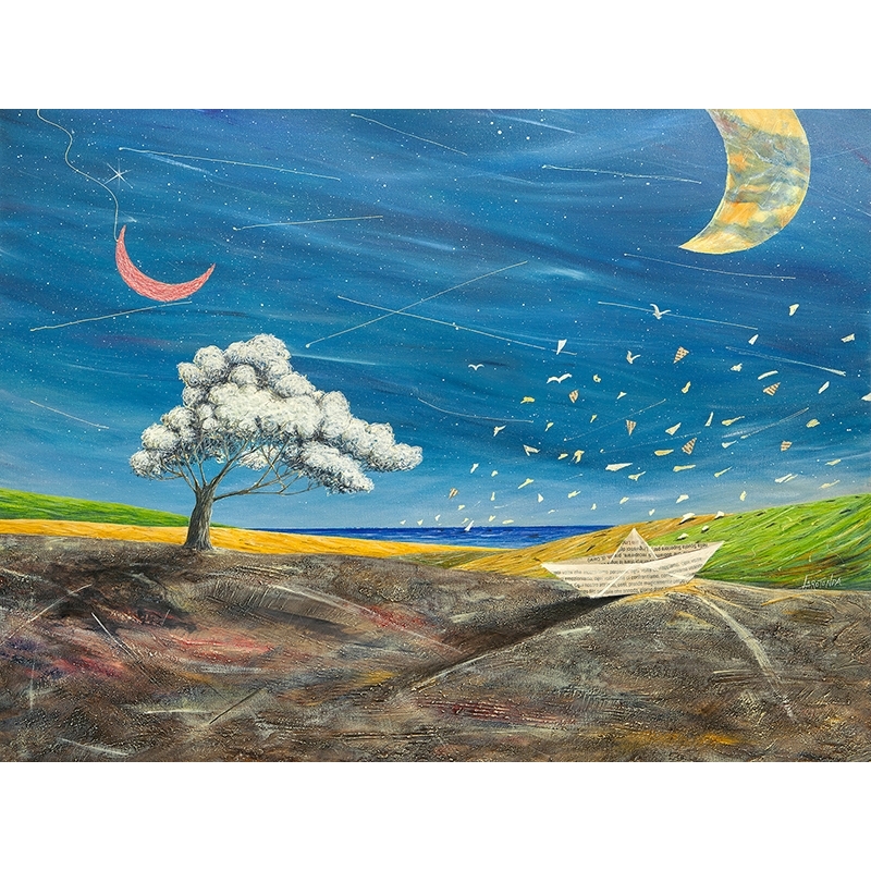 Whimsical Wall Art Print and Canvas. The moon above us all